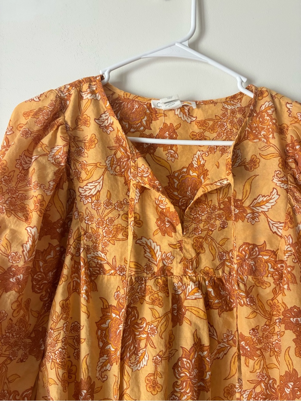 C&C California 100% Cotton Floral Top in Mustard Yellow - Picture 2 of 6